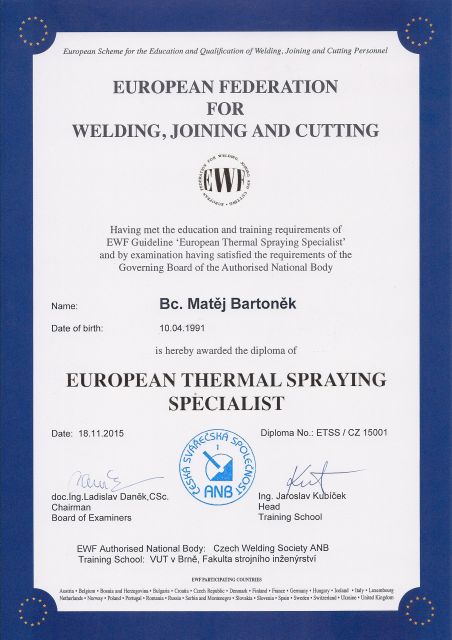 metalizace certifikat